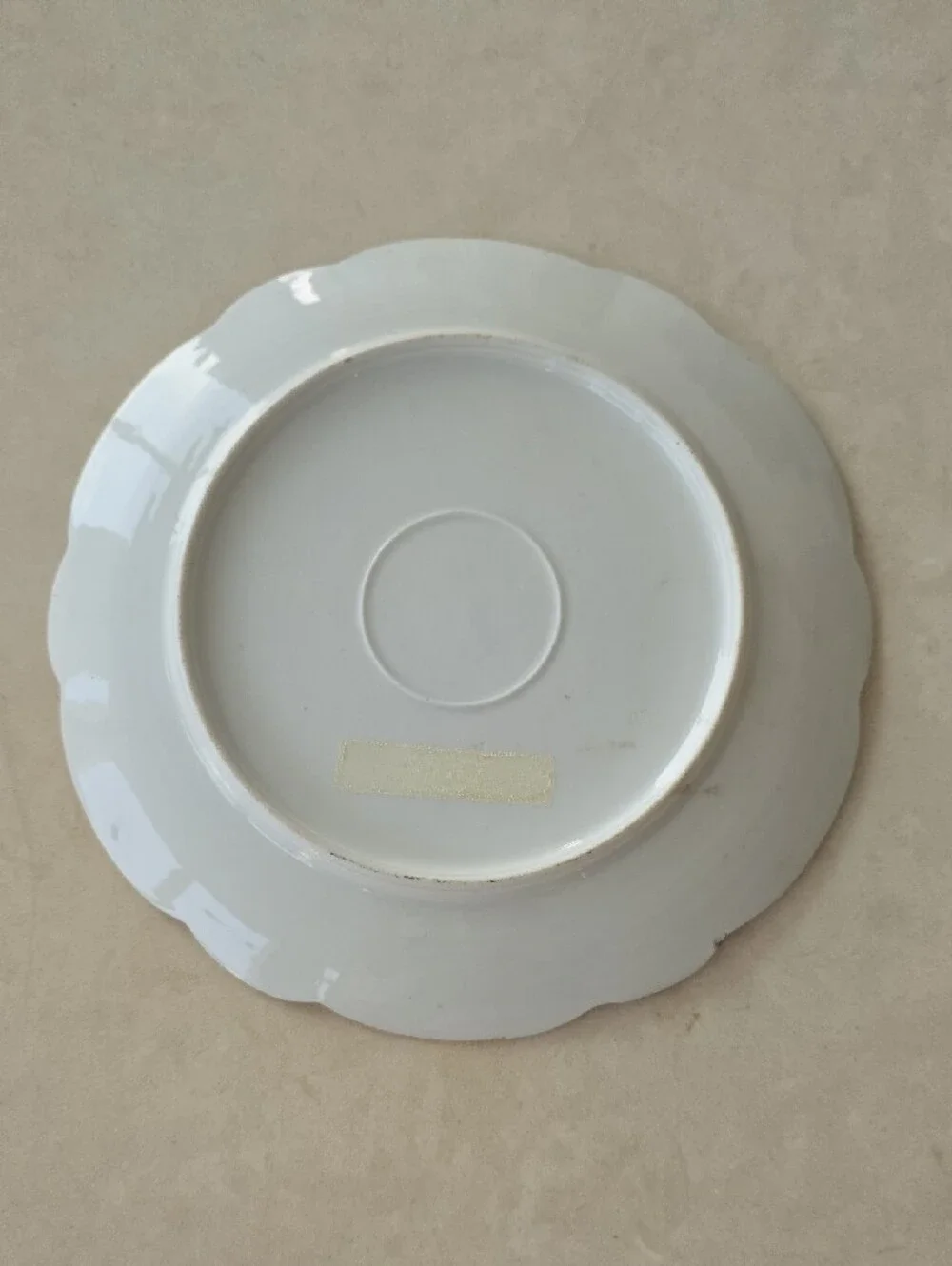 Vintage Light Blue and Gold Scalloped Porcelain Dish with Portrait